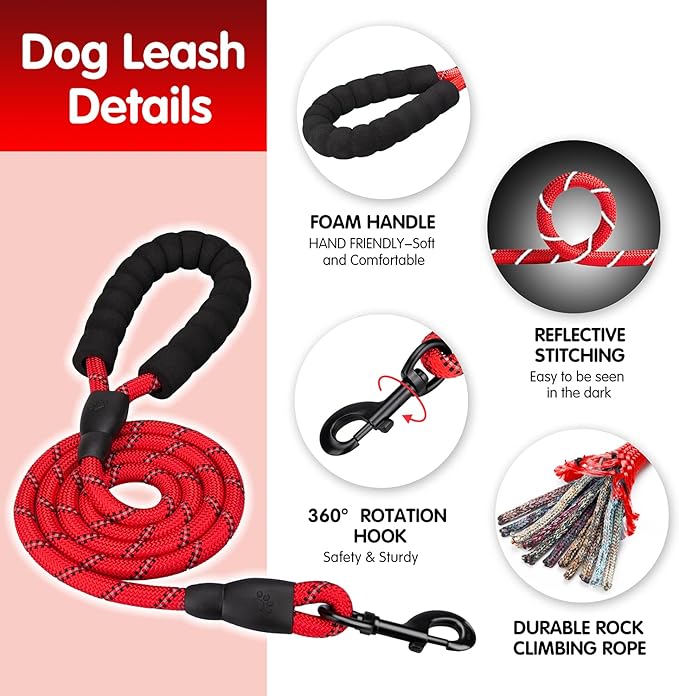 PoyPet Dog Harness and Leash Combo, Escape Proof No Pull Vest Harness, with 5 Feet Leash, Reflective Adjustable Soft Padded Pet Harness with Handle for Small to Large Dogs(Red,S)