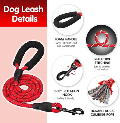 PoyPet Dog Harness and Leash Combo, Escape Proof No Pull Vest Harness, with 5 Feet Leash, Reflective Adjustable Soft Padded Pet Harness with Handle for Small to Large Dogs(Red,M)