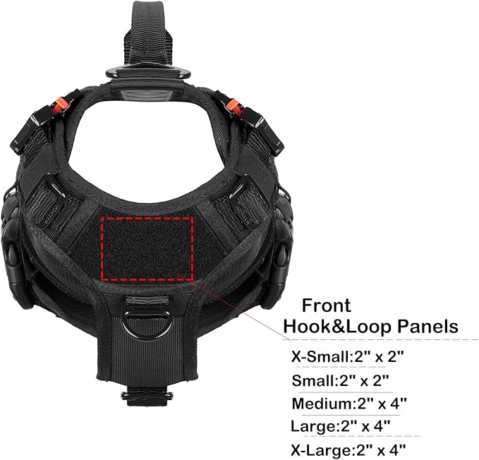 ICEFANG GN3 Tactical Dog Harness with 6X Buckle,Dog Molle Vest with Handle,3/4 Body Coverage,Hook and Loop Panel for ID Patch,No Pulling Front Clip (S (22"-27" Girth), Black)