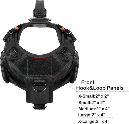 ICEFANG GN3 Tactical Dog Harness with 6X Buckle,Dog Molle Vest with Handle,3/4 Body Coverage,Hook and Loop Panel for ID Patch,No Pulling Front Clip (S (22"-27" Girth), Black)