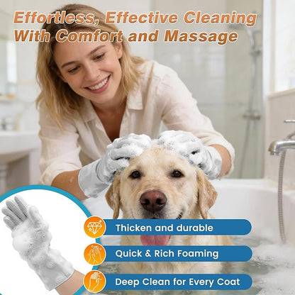 7-Piece Pet Grooming Kit with Storage Bag | Portable Bathing Set for Dogs & Cats | Includes Silicone Gloves, Deshedding Brushes & Finger Toothbrushes | All-in-One Pet Care (Gray)