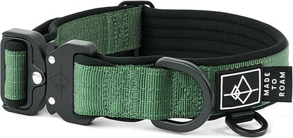 MADE TO ROAM Comfort Collar - Adjustable Nylon Dog Collar with Soft Comfortable Padding, Light Aviation Aluminum Metal Buckle for Small, Medium and Large Dogs (Oregon Haze, Size 5)