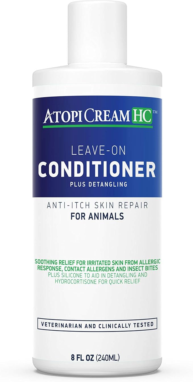 AtopiCream HC Leave-In 1% Hydrocortisone Conditioner Moisturizer for Dogs with Dry, Itchy Skin and Allergies, Pet Itch Relief, 8 oz