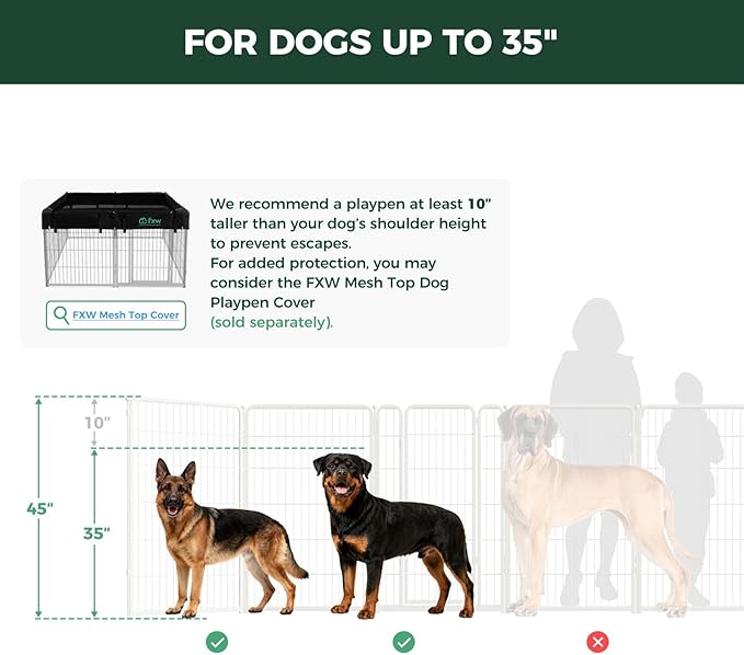 FXW Homeplus Unleashed Indoor Dog Playpen - Stress-Free and Safe Play, Heavy Duty 45 Inch 12 Panels with Connectors (Pack of 2) for Puppy and Small Dogs, White│Patented
