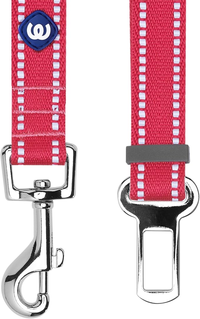 Blueberry Pet Pastel Colored Reflective Dog Harness with Seatbelt Clip – Adjustable No-Pull Pet Vest for Walking and Car Safety, Large Size in Very Berry