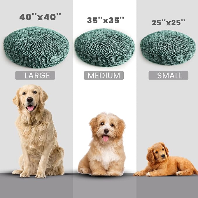 Muddy Mat®Cloud K-9 Bed for Dogs & Cats, Soft & Relaxing Donut Dog Bed, Chenille Material, Removable Cover, Washable & Dryer Safe–Seafoam Green Medium(35'x35')