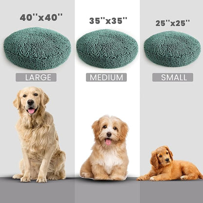 Muddy Mat® Cloud K-9 Bed for Dogs & Cats, Soft & Relaxing Donut Dog Bed, Chenille Material, Removable Cover, Washable & Dryer Safe–Seafoam Green Small(25'x25')