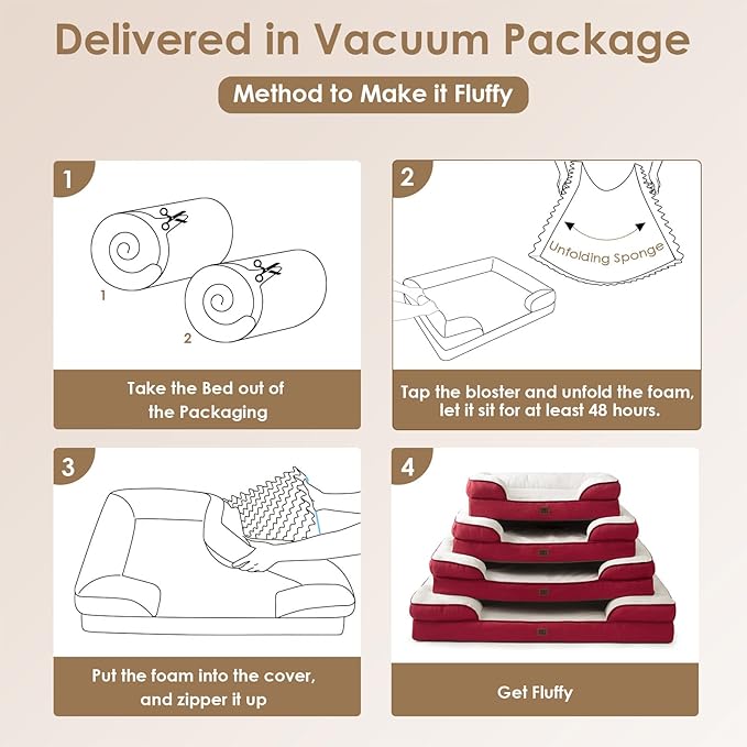 EHEYCIGA Orthopedic Dog Bed for Small Dogs, Waterproof Memory Foam Small Dog Beds with Sides, Non-Slip Bottom and Egg-Crate Foam Medium Pet Couch Bed with Washable Removable Cover,Red