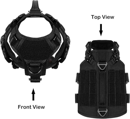 ICEFANG GN3 Tactical Dog Harness with 6X Buckle,Dog Molle Vest with Handle,3/4 Body, Hook and Loop Panel for ID Patch,No Pulling Front Clip (X-Small (Pack of 1), Black)