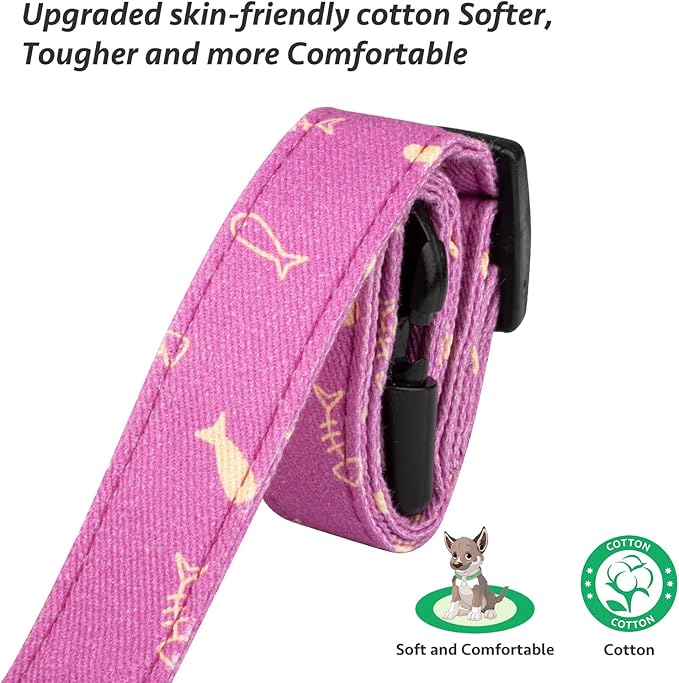 Cotton Handmade Dog Collar Cute and Distinctive Patterns Purple Fish with Pendant for Girl Boy Dogs Collars L