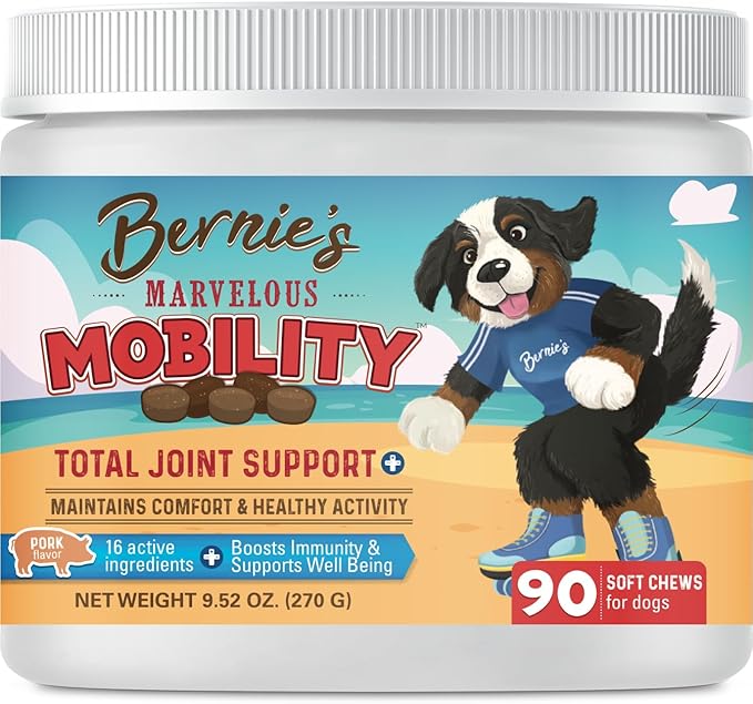 Bernie's Marvelous Mobility - Daily Total Joint Support for Dogs - 90 Soft Chews - Maintain & Rebuild Mobility, Supports Joint Tissue Health