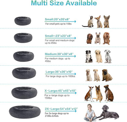 SAVFOX Calming Dog Bed, Anti Anxiety Dog Bed, Plush Donut Dog Bed for Small Dogs, Medium, Large & X-Large, Soft Fuzzy Comfy Dog Bed in Faux Fur, Cuddler Pet Bed, Washable, Multiple Sizes S-XL