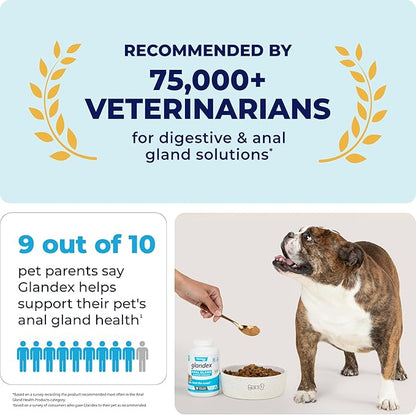 Glandex Dog Fiber Supplement Powder for Anal Glands with Pumpkin, Digestive Enzymes & Probiotics - Vet Recommended (Regular or Advanced Strength) - Boot The Scoot (2.5 oz, Pork Liver)