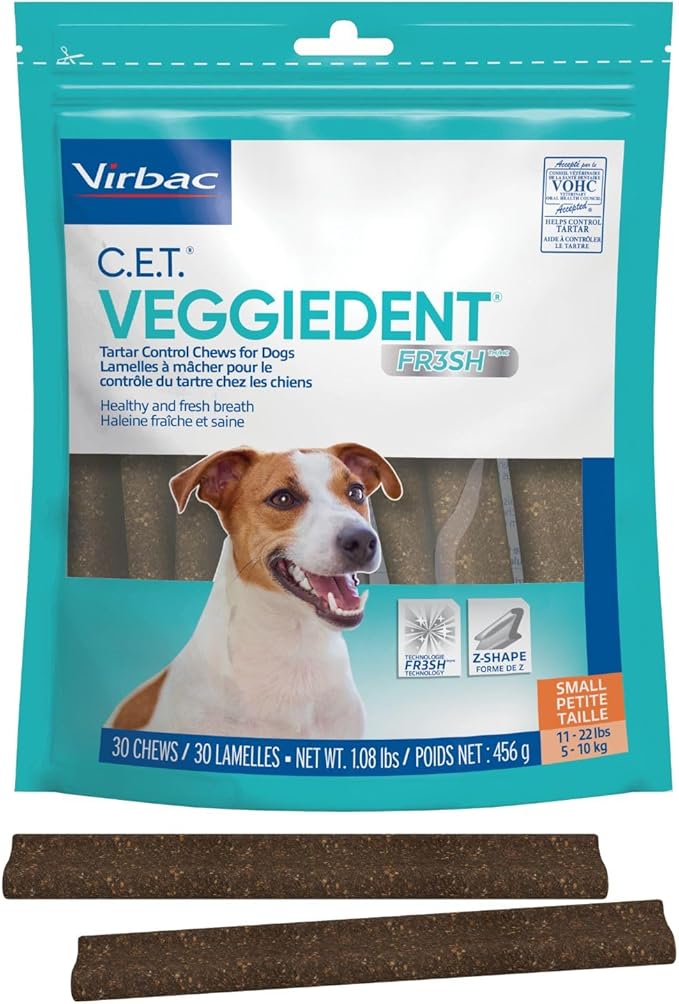 Virbac CET VEGGIEDENT FR3SH Tartar Control Chews for Dogs - Small