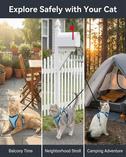 Luxelle 2 Pack Escape-Proof Cat Harness and Leash Set for Walking – Adjustable No Pull Soft Vest with Easy-Wear Buckle, Reflective Straps, Breathable Mesh – Outdoor Travel Harness for Cats & Kittens