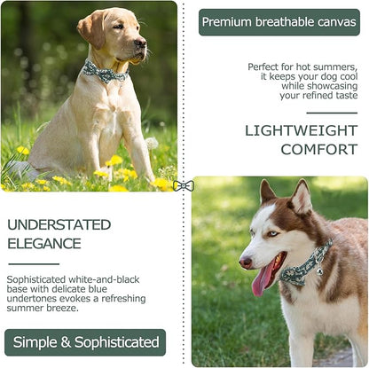 Bowtie Collars for Big Dogs, Elegant Dog Bow Tie Collars, Dog Collars with Bowtie Adjustable 15.7"-20.9", Green, L