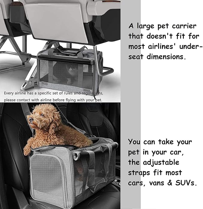GAPZER Pet Carrier for Large Cats, Soft-Sided Cat Carrier for Medium Big Cats and Puppy up to 20lbs, Washable Dog Carrier Privacy Protection for Home Outdoor Travel