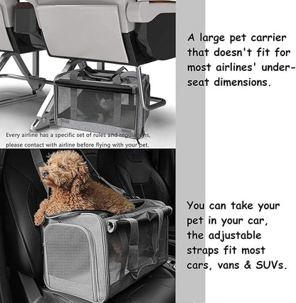 GAPZER Pet Carrier for Large Cats, Soft-Sided Cat Carrier for Medium Big Cats and Puppy up to 20lbs, Washable Dog Carrier Privacy Protection for Home Outdoor Travel