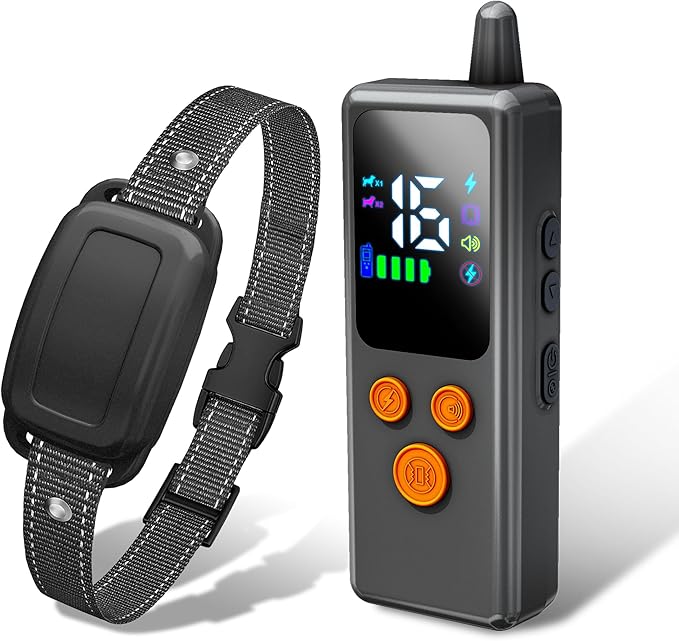 Poosejzl Shock Collars, 5000FT Dog Training Collar with Remote, IPX7 Waterproof E-Collar Featuring Beep, Vibration, Shock, No-Shock Mode, fit for Small Medium Large Dogs Black