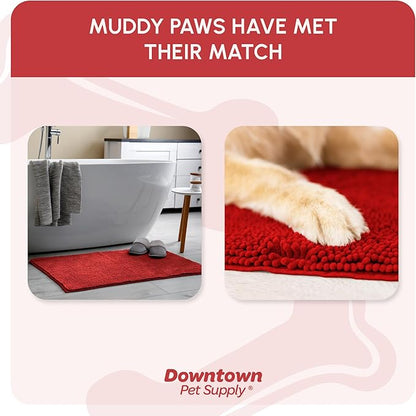 My Doggy Place Dog Mud Mat, 60" x 36" Red – Thick Microfiber Entry Rug for Snow, Mud & Salt – Absorbent, Quick-Dry, Washer-Safe & Non-Slip, X-Large