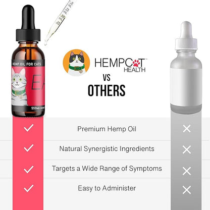 Hemp Dog Health Ease for Cats - Natural Cat Hemp Oil for Mobility & Joint Support - Senior Cat Wellness Drops for Hip & Joint Comfort