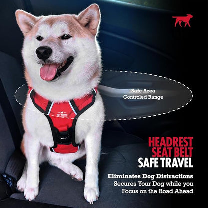 Tuff Pupper Dog Seat Belt for Car Headrest | Adjustable Length Dog Car Harness Restraint | Heavy-Duty Aviation Aluminum Carabiner & Tactical Buckle | Universal Fit for Small, Medium & Large Dogs