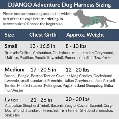 DJANGO Adventure Dog Harness - Stylish, and Durable Large Dog Harness for Outdoor Adventures and Everyday Wear - Quartz Pink Neoprene Adjustable Harness for Dogs with Reflective Piping, Brass D-Ring