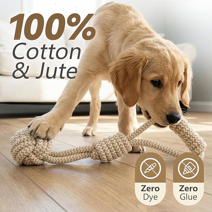 IRRESTRICO Puppy Chew Toys for Teething Relief, Dog Rope Toys for Small and Medium Dogs, Dental Chew Rope for Training, M Size