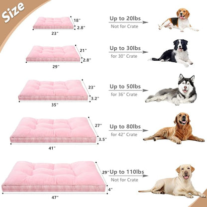 MIHIKK Washable L Dog Bed for Large Dogs with Anti-Slip Bottom, Premium Foam Pet Pad for Crate for Large Medium Small Sized Puppies, 35" x 23" Pink