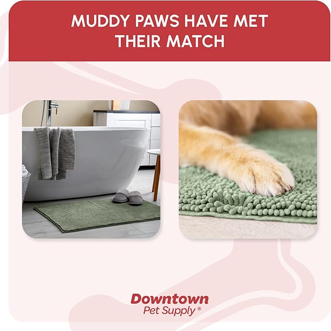 My Doggy Place Dog Mud Mat, 60" x 36" Sage – Thick Microfiber Entry Rug for Snow, Mud & Salt – Absorbent, Quick-Dry, Washer-Safe & Non-Slip, X-Large