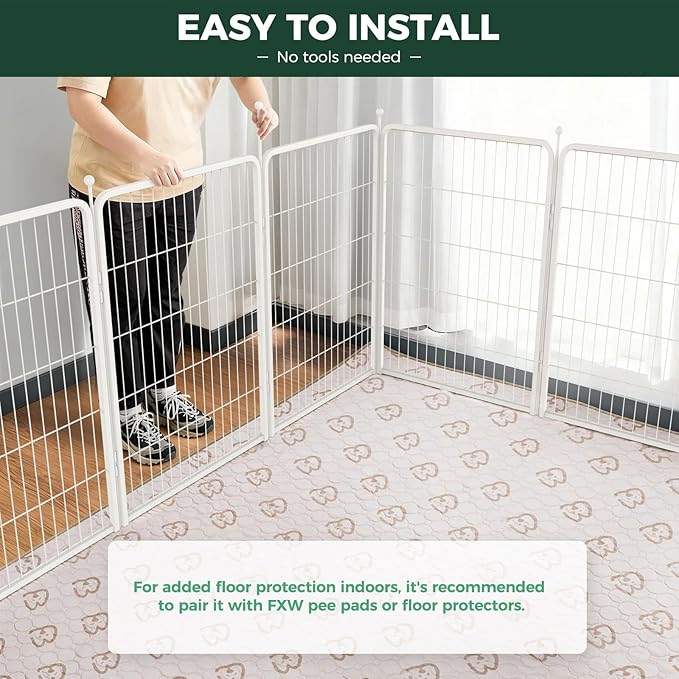 FXW Rollick Unleashed Dog Playpen for Indoor, Yard, RV Camping, 40 inch 16 Panels for Medium and Large Dogs, White│Patented