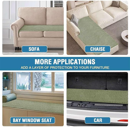 H.VERSAILTEX Plush Chenille Couch Cover for 3 Cushion Couch Anti Slip Washable Sofa Slipcovers Soft and Durable Furniture Protector for Dogs Cats Kids (27.5" x 71", Sage)