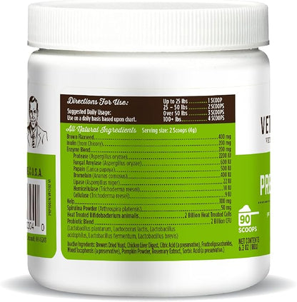 Dr. Joseph's VetPro Complete Advanced Pre & Probiotics Powder for Dogs, 90 Scoops, Supports Gut Health, Diarrhea, Digestive Health & Seasonal Allergies, Chicken/Pumpkin Flavor, Add to Food