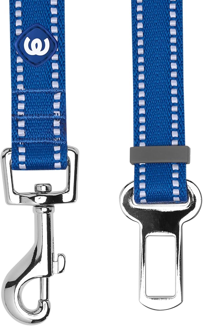 Blueberry Pet Pastel Colored Reflective Dog Harness with Seatbelt Clip – Adjustable No-Pull Pet Vest for Walking and Car Safety, Large Size in Navy Blue