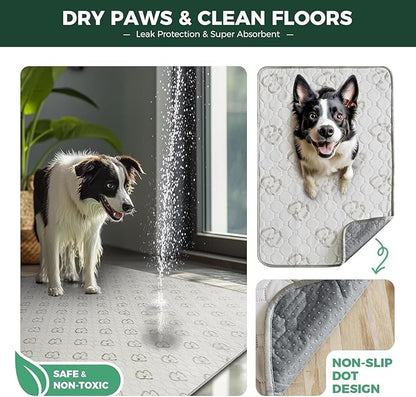 FXW Washable Pee Pads for Dogs, Leak-Proof & Non-Slip, Specifically Designed for Potty Training, 30" x 75" Rectangle, Khaki, 1 Pack