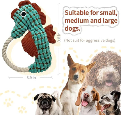Plush Wrinkled Squeaky Dog Toy,2-Pack The Best Durable Teething Puppy Rope Chew Toy Keeps Them Busy Playing Hide-and-Seek Suitable for Puppy, Medium Dogs and Large Dogs (Blue)