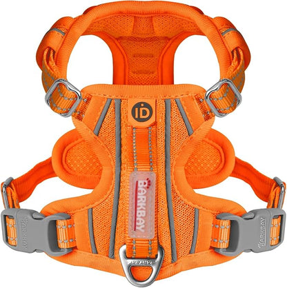 BARKBAY Dog Harness No Pull with ID Tag Pocket - Heavy Duty, Reflective, Easy Control for Large Dogs(Orange,XS)