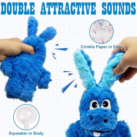SLIWOWO Donkey Squeaky Dog Toys to Keep Them Busy, Stuffed Plush Dog Toy Birthday Gift Crinkle Pet Puppy Tug Toy for Small Medium Large Dogs(Blue)