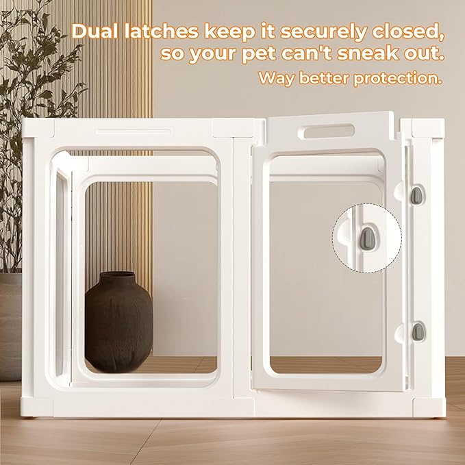 Jatindear 23.6“ H Clear Acrylic Plastic Dog Playpen, 8Pcs Lightweight & Easy Assemble Playpen Divider, Durable Safety Play Pen Indoors, Puppy, Cat, Small Animal(White)