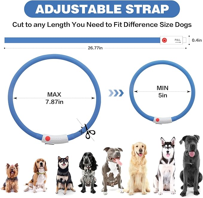 HIGO Light Up Dog Collar - 2-Pack Silicone LED Dog Collar Rechargeable, Safety Collar Light, Glow in The Dark Collar Lighted Dog Necklace for Small Medium Large Dogs (Blue)