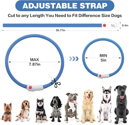 HIGO Light Up Dog Collar - 2-Pack Silicone LED Dog Collar Rechargeable, Safety Collar Light, Glow in The Dark Collar Lighted Dog Necklace for Small Medium Large Dogs (Blue)