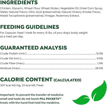 Greenies Pill Pockets for Dogs, Large Size Soft Dog Treats, Chicken Flavor, (6) 7.9 oz. Pouches