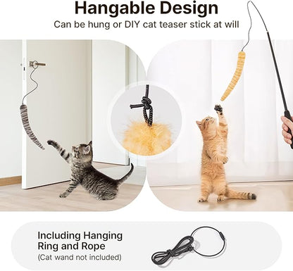Potaroma Lifelike Tail Simulation Cat Toys for Halloween, Pack of 3, Fluffy Durable, Crinkle Sound with Catnip Inside, Interactive Indoor Kitten Kicker for Kitty Exercise 9.8 Inches