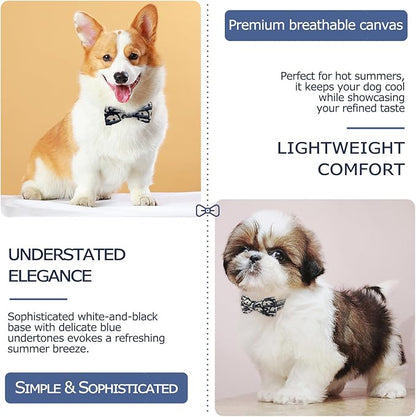 Bowtie Collars for Medium Dogs, Elegant Collars with Leash Set, Dog Collars with Bowtie Adjustable 13.8"-17.7", Black, M