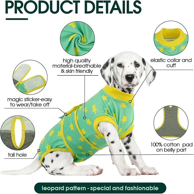 Kuoser Dog Recovery Suit for Female Male Dogs, Post-Surgery Bodysuit for Spay Neuter, Dog Onesie After Surgery, Anti-Licking Pet Surgical Recovery Suit