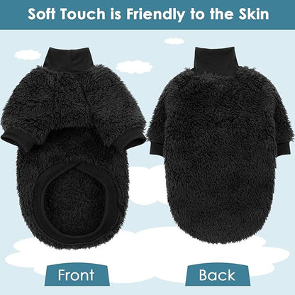 SUNFURA Sphynx Cat Sweater, Hairless Cats Turtleneck Pullover Kitten Sweaters for Cats Only, Warm and Soft Cat Pajamas Shirt with Sleeves Pet Winter Clothes Fleece Jumpsuit for Puppy, Black S