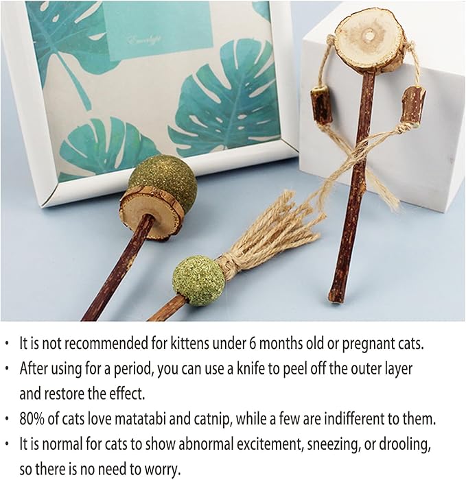 3 PCS Natural Catnip Cat Toys Set - Cat Nip Chew Toy with Silver Vine & Sisal Rope for Kitten Teething, Dental Care, Anxiety Relief - Durable Cat Toy for Indoor Cats, Kittens to Adults