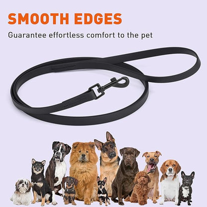 Dogline Biothane Waterproof 4ft Dog Leash Strong Coated Nylon Webbing with Black Hardware Odor-Proof Easy to Clean High Performance for Small or Large Dogs Made in USA 4ft Lead, Black