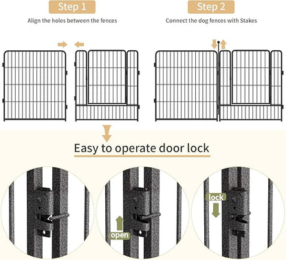 Dog Playpen,32/40/45 Inch Height in Heavy Duty, Folding Indoor Outdoor Anti-Rust Dog Exercise Fence, Portable Pet Playpen with Door for Large Medium Small Dogs and Pet (40 Panels, 45 Inch) Silver