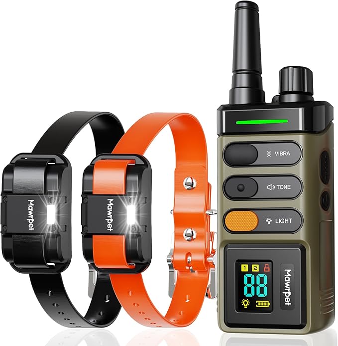 Mawrpet Dog Shock Collar 2 Dogs (15-120lb), 5200FT Range, IPX7 Waterproof, 4 Training Modes, Orange/Black